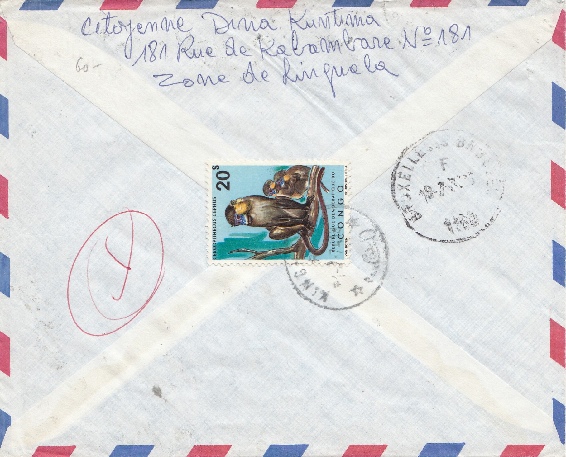 Belgisch Kongo Brief Aus Kinshasa Nach Belgien Affe Philarena