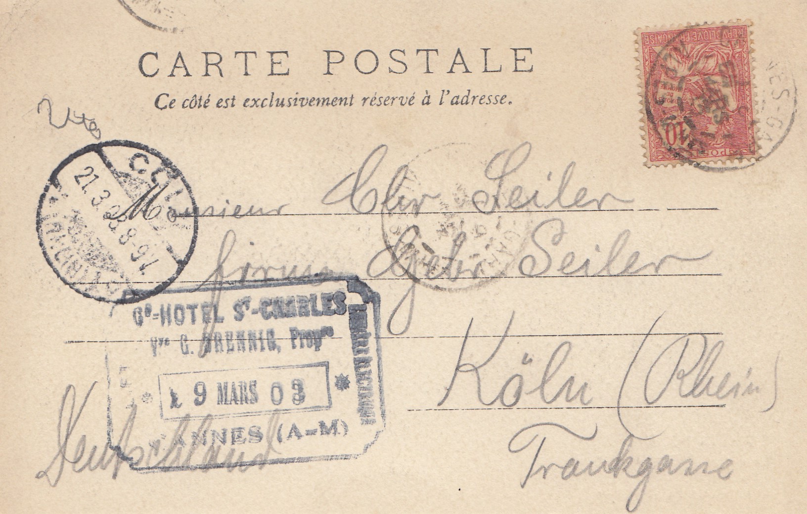 France 1903 Carte Postale Nice Nach Cologne Ebay