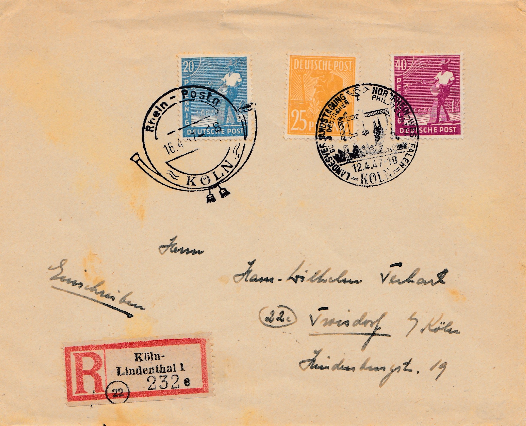 Köln-Lindenthal - Rhein Posta 1947 · PhilArena